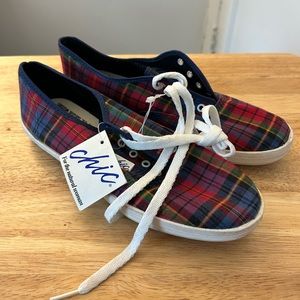 Vintage CHIC Canvas Keds Style Sneaker Red Plaid Size 6
